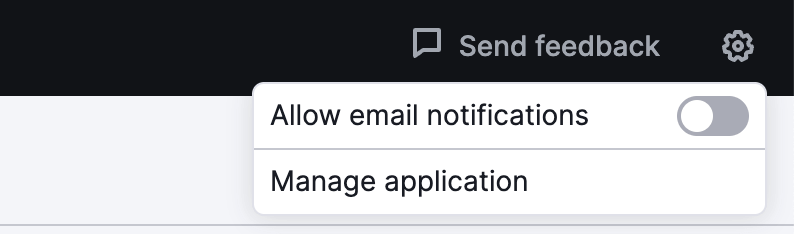 App email notification settings dropdown